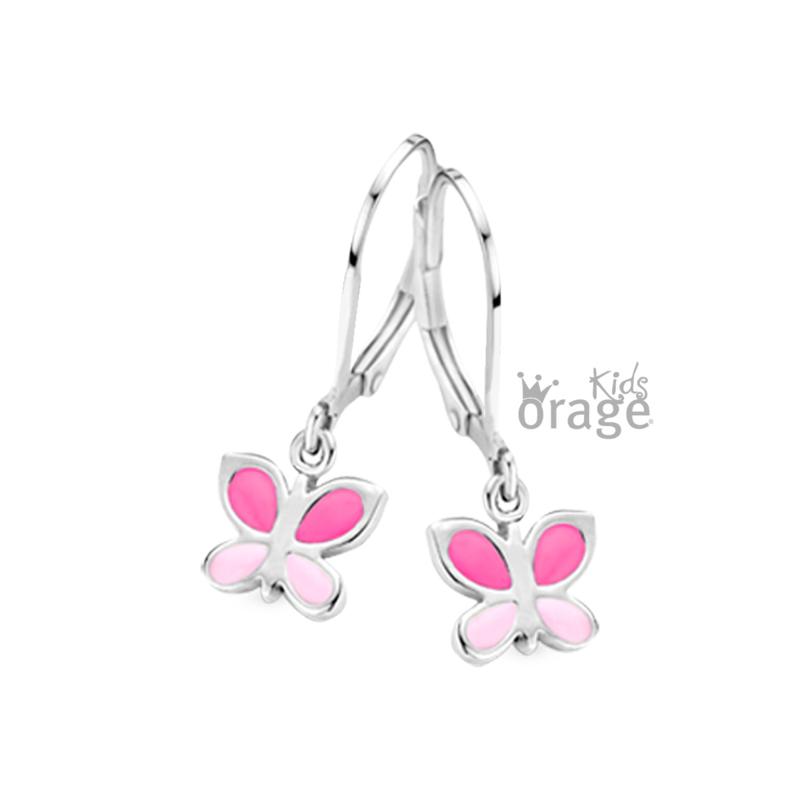 Zilveren kinder oorbellen vlindertjes Orage kids brisuresluiting - Staartjes en Strikjes