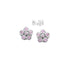 Zilveren kinderoorbellen bloemetje klein met roze zirconia steentjes Orage - Staartjes en Strikjes