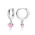 Zilveren kinderoorbellen creolen/oorringen hartje roze - Staartjes en Strikjes