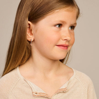 Zilveren kinderoorbellen creolen/oorringen vlindertjes multicolor - Staartjes en Strikjes