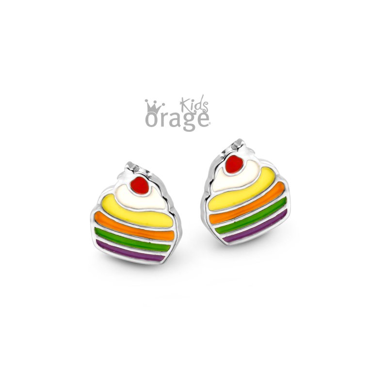 Zilveren kinderoorbellen cupcake Orage Kids - Staartjes en Strikjes