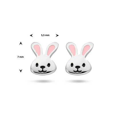 Zilveren kinderoorbellen konijntje - Staartjes en Strikjes