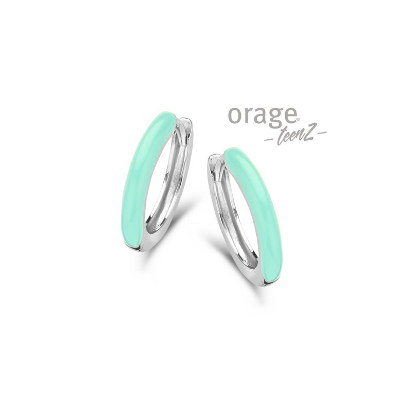 Zilveren kinderoorbellen oorringen/creolen zilver/azuurblauw Orage Teenz - Staartjes en Strikjes