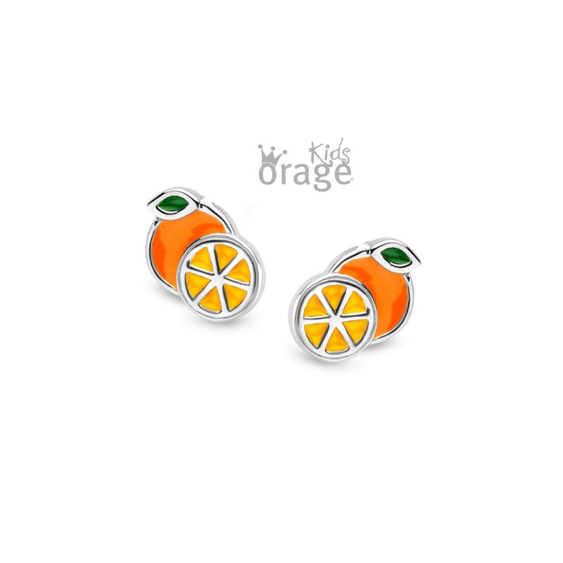 Zilveren kinderoorbellen sinaasappel Orage - Staartjes en Strikjes