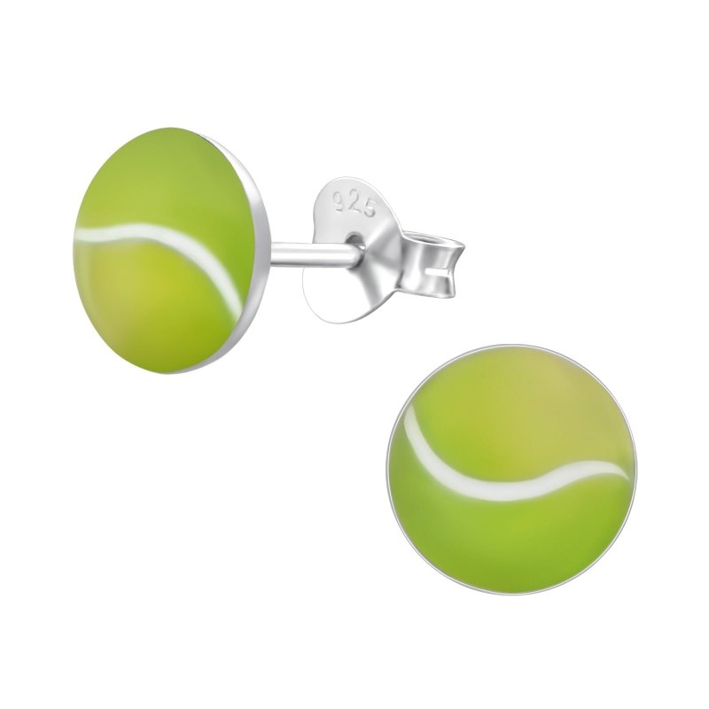 Zilveren kinderoorbellen tennisbal - Staartjes en Strikjes