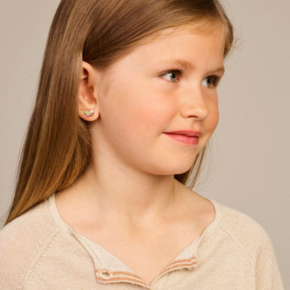 Zilveren kinderoorbellen vlinder met zirconia - Staartjes en Strikjes